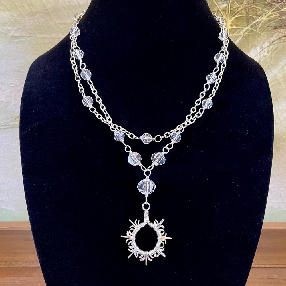 ❄️ Layered Snowflake Necklace with Crystal Clear Accents - One of a Kind ❄️